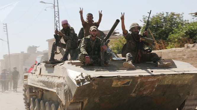 Binh sĩ quân đội Syria trên chiến trường Hama. Ảnh minh họa Masdar News