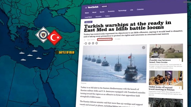 Quân đội Thổ Nhĩ Kỳ tăng cường lực lượng Hải quân trên Địa Trung Hải. Ảnh minh họa video South Front
