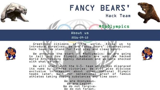 Biểu tượng trang web của nhóm hacker Fancy Bear. Ảnh BBC
