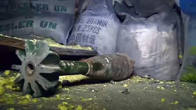 Vũ khí hóa học, bị quân đội Syria phát hiện trong những vùng được giải phóng khỏi sự chiếm đóng của các nhóm nổi dậy. Ảnh minh họa: South Front.