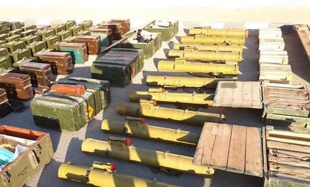Một số vũ khí thu giữ được của quân đội Syria ở Hama. Idlib. Ảnh: SANA.