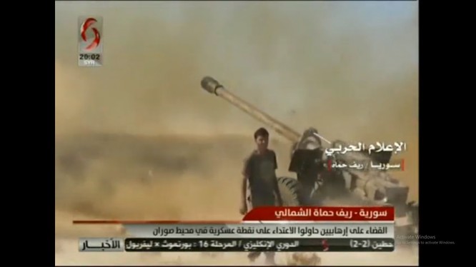 Quân đội Syria pháo kích ác liệt chiến tuyến của lực lượng Hồi giáo cực đoan ở Hama. Ảnh minh họa: Alikhbaria Syria.