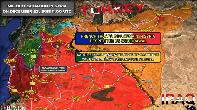 Tình hình chiến sự Syria tính đến ngày 23.12.2018. Ảnh South Front