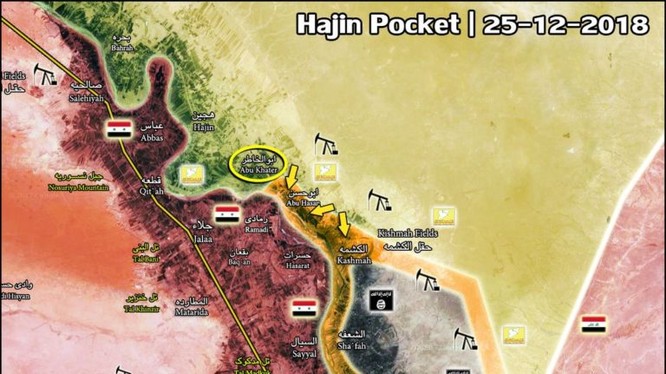 Chiến dịch tấn công giải phóng làng Abu Khatir của SDF. Ảnh: bản đồ South Front.