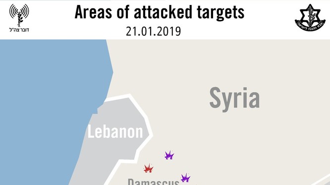 Những địa bàn bị không quân Israel không kích trên chiến trường Syria. Ảnh minh họa: tài khoản @IDF.