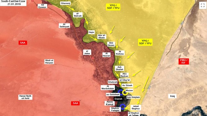 Toàn cảnh chiến trường Deir Ezzor, hướng tấn công của SDF. Ảnh minh họa: South Front.
