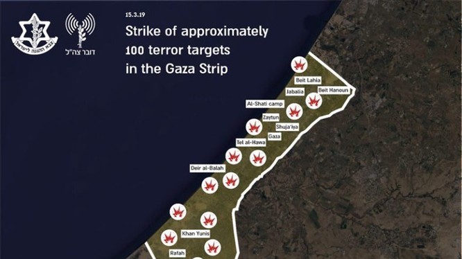 Israel không kích đến 100 mục tiêu trên Dải Gaza. Ảnh: South Front.