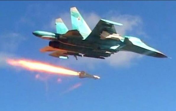Máy bay ném bom Su-34 không kích trên chiến trường Syria, ảnh minh họa Masdar News