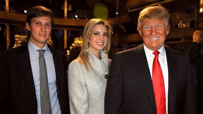 Tổng thống đắc cử Mỹ Donald Trump cùng con gái và con rể. Ảnh: Daily Mail
