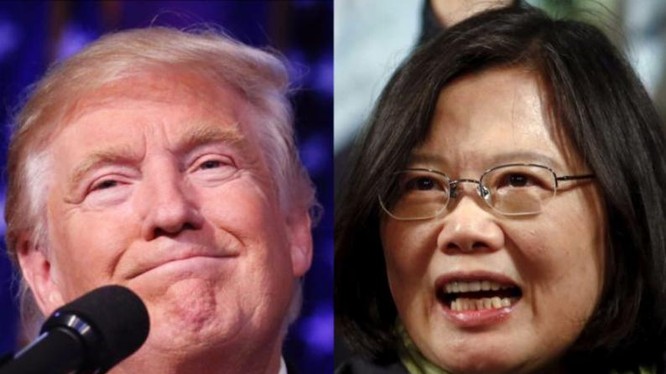 Tổng thống đắc cử Mỹ Donald Trump và nhà lãnh đạo Đài Loan Thái Anh Văn. Ảnh: guancha