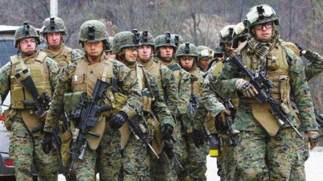 Lực lượng quân đội Mỹ tại Hàn Quốc tiến hành huấn luyện. Ảnh: Cankao.