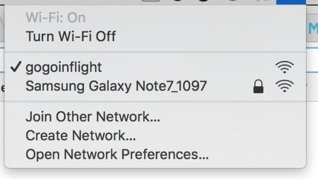 Một hành khách đã đổi tên hotspot WiFi di động của họ thành “Galaxy Note 7_1097”