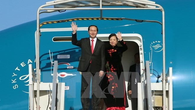 Chủ tịch nước Trần Đại Quang và Phu nhân. Ảnh: TTXVN 