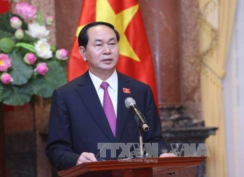 Chủ tịch nước Trần Đại Quang trả lời phỏng vấn các cơ quan thông tấn, báo chí. Ảnh: Nhan Sáng/TTXVN