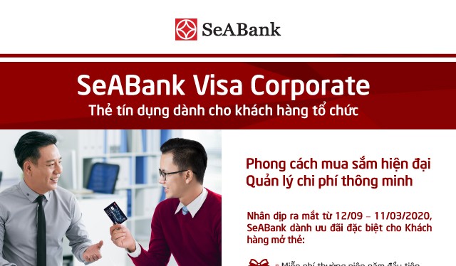 Với thẻ SeABank Visa Corporate, doanh nghiệp có thể thực hiện các giao dịch thẻ như: rút tiền, thanh toán tại POS, thanh toán trực tuyến… 