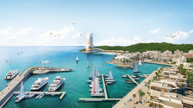 Hon Thom Paradise Island - siêu tổ hợp giải trí - nghỉ dưỡng - đầu tư đang được phát triển. Ảnh phối cảnh minh họa Sun Property