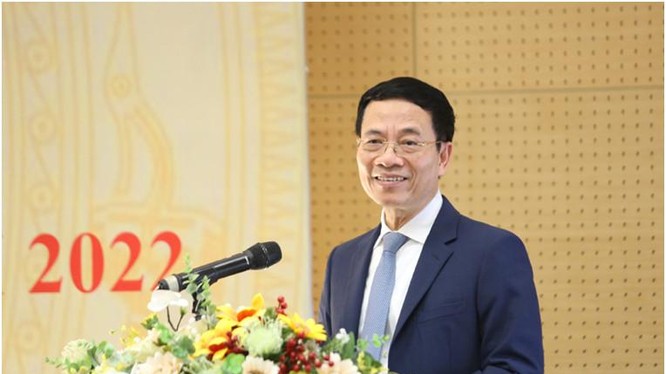 Bộ trưởng Bộ TT&TT Nguyễn Mạnh Hùng phát biểu tại Hội nghị. Ảnh Mic