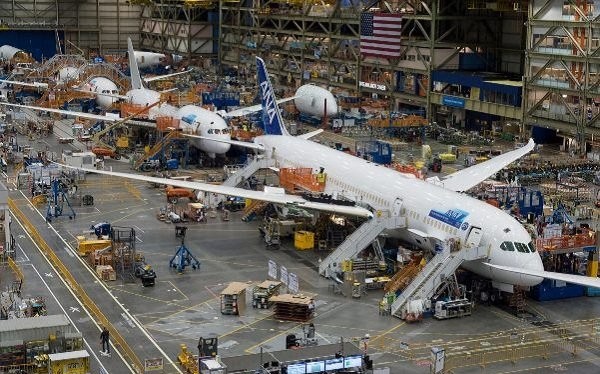 Nhà máy lắp ráp máy bay của Boeing ở thành phố Everett, bang Washington, Mỹ. Ảnh: Boeing Co