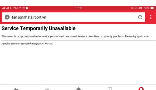website sân bay Tân Sơn Nhất tiếp tục bị hack?
