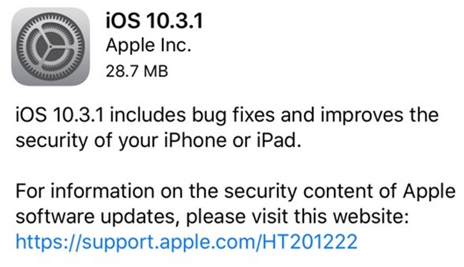 iOS 10.3.1 tập trung vào các tính năng bảo mật cho iPhone, iPad