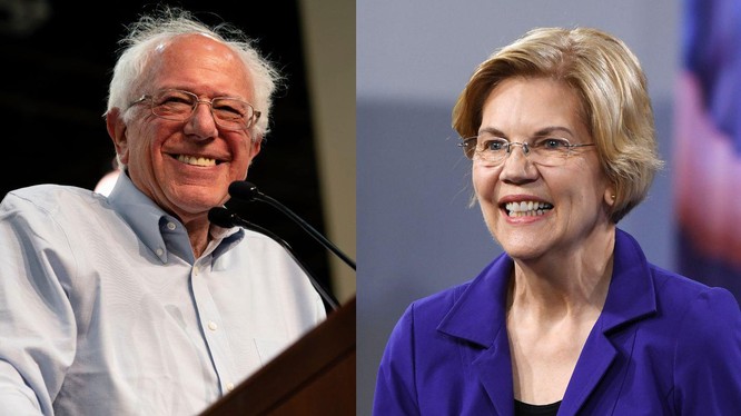 Bà Elizabeth Warren (phải) nhiều khả năng trở thành ứng cử viên Tổng thống duy nhất của đảng Dân chủ đấu với ông Trump năm 2020