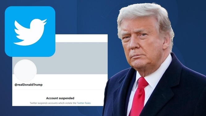 Tổng thống Trump đã bị Twitter cấm vĩnh viễn tài khoản (ảnh: Fox 13 News)