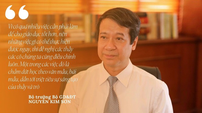 Bộ trưởng Nguyễn Kim Sơn yêu cầu chấm dứt lối học theo "văn mẫu", "bài mẫu", vốn triệt tiêu sự sáng tạo của thầy và trò.