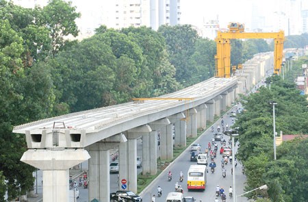 Dự án đường sắt trên cao Cát Linh- Hà Đông bị chậm tiến độ.