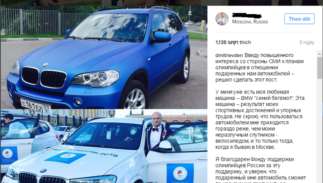 Bức ảnh kèm tâm sự về quyết định bán xe của Dmitriev.