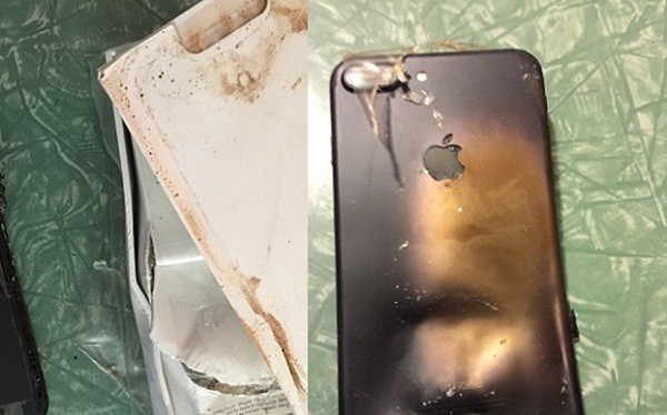 Vụ nổ khiến chiếc iPhone 7 bị cong vênh và phần màn hình gần như tách hẳn ra.