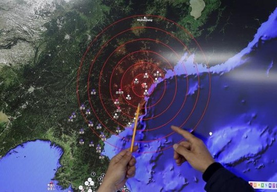 Sóng địa chấn ghi nhận sau vụ thử bom của Triều Tiên hôm 6-1. Ảnh: Reuters