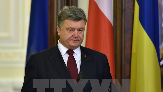 Tổng thống Ukraine Petro Poroshenko phát biểu tại một phiên họp. (Nguồn: AFP/TTXVN)