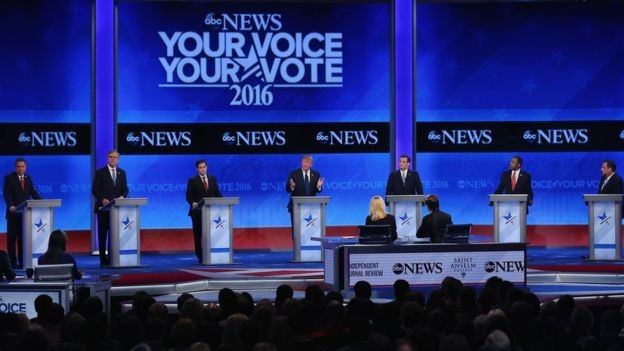 Các ứng viên đảng Cộng hòa trong cuộc tranh luận ngày 6/2 (Ảnh: Getty)