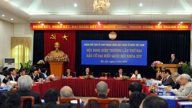 Đoàn Chủ tịch Ủy ban Trung ương MTTQ VN hội nghị hiệp thương lần thứ 2 - Ảnh: Hoàng Long