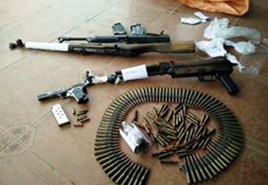 Số vũ khí mà Trương Ghi Ta giao nộp - ảnh Công an phường Nam Lý cung cấp