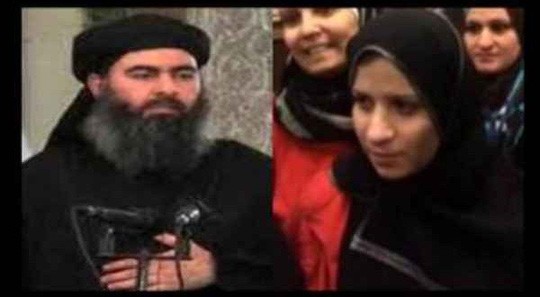Saja al-Dulaimi (phải), vợ cũ của thủ lĩnh tổ chức Nhà nước Hồi giáo (IS) tự xưng Abu Bakr al-Baghdadi (trái). Ảnh: Twitter