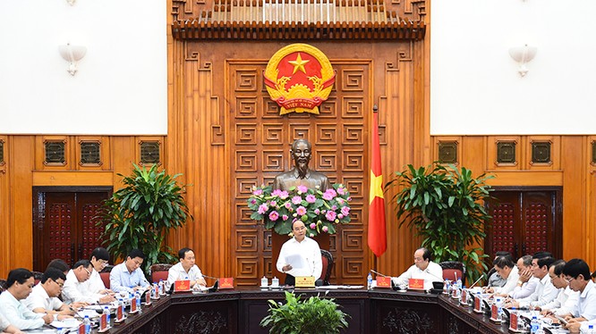 Thủ tướng Nguyễn Xuân Phúc làm việc với lãnh đạo chủ chốt tỉnh Thanh Hóa tại trụ sở Chính phủ.