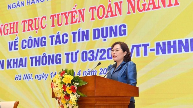 Thống đốc NHNN Nguyễn Thị Hồng phát biểu tại Hội nghị (Nguồn: NHNN)