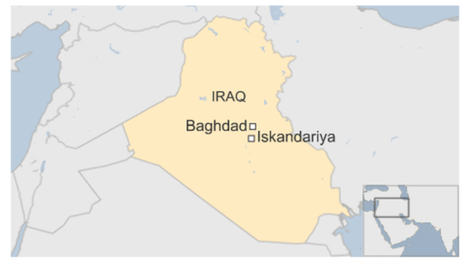 Iskandariya ở rất gần thủ đô Baghdad. Đồ họa: BBC