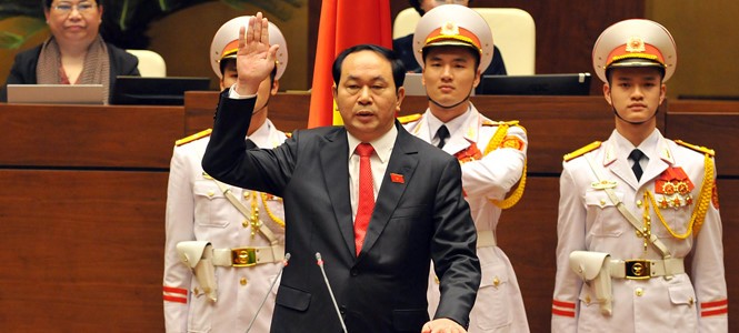 Tân Chủ tịch nước Trần Đại Quang tuyên thệ nhậm chức - Ảnh: chinhphu.vn