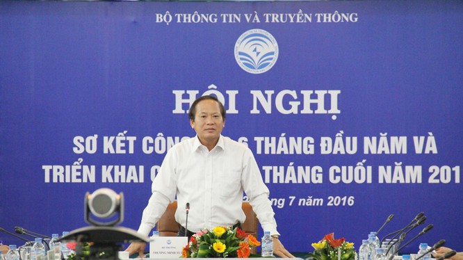 Ủy viên Trung ương Đảng, Bộ trưởng Bộ TT&TT Trương Minh Tuấn phát biểu chỉ đạo Hội nghị