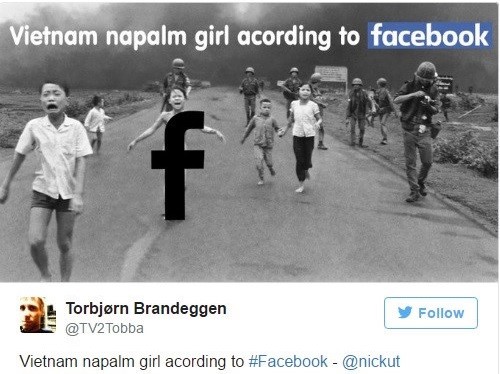 Một nhà báo ở Na Uy phản ứng trên Twitter về việc Facebook đối xử với bức ảnh nổi tiếng "Em bé Napalm"