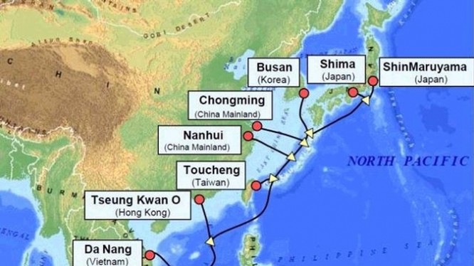 Tuyến cáp quang biển châu Á – Thái Bình Dương APG (Asia Pacific Gateway, chiều dài hơn 11.000km, nối từ Việt Nam đi các nước châu Á và Mỹ.