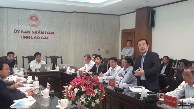Tổng Giám đốc VNPT Phạm Đức Long phát biểu tại buổi làm việc với lãnh đạo UBND tỉnh Lào Cai.
