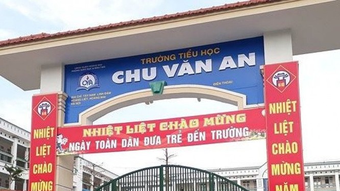 Trường tiểu học Chu Văn An nơi phát hiện 35kg thịt gà ôi thiu chuẩn bị được đưa vào bếp ăn bán trú.
