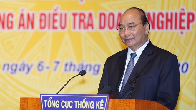 Thủ tướng Nguyễn Xuân Phúc phát biểu tại hội nghị Triển khai kế hoạch công tác và tập huấn phương án điều tra doanh nghiệp năm 2020