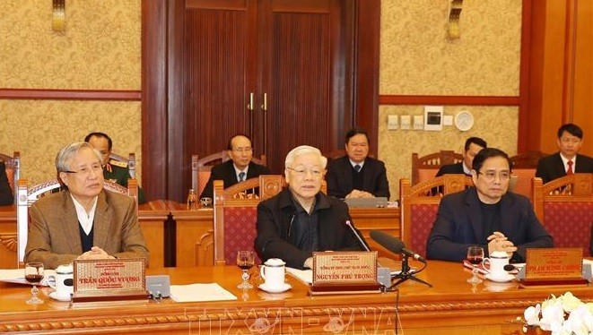 Tổng bí thư, Chủ tịch nước Nguyễn Phú Trọng chủ trì họp Ban Bí thư. Ảnh: TTXVN
