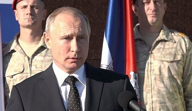 Tổng thống Nga Vladimir Putin tuyên bố chiến thắng quân sự ở Syria (ảnh: Strategic Culture)