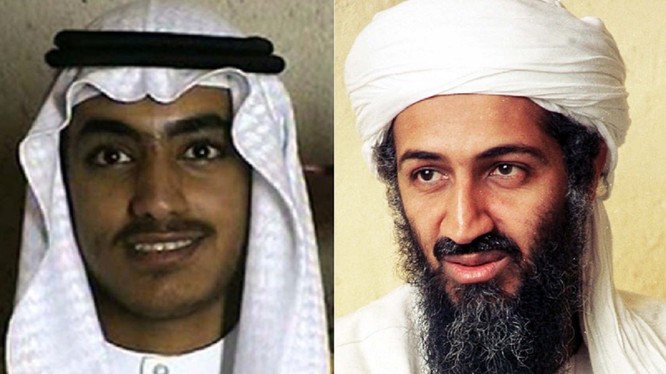 Hamza bin Laden (trái) và cha mình là trùm khủng bố Osama bin Laden (Ảnh: Getty)