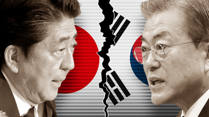 Tranh chấp căng thẳng giữa Nhật Bản và Hàn Quốc tạo điều kiện thuận lợi cho các bên thù địch (Ảnh: FT)